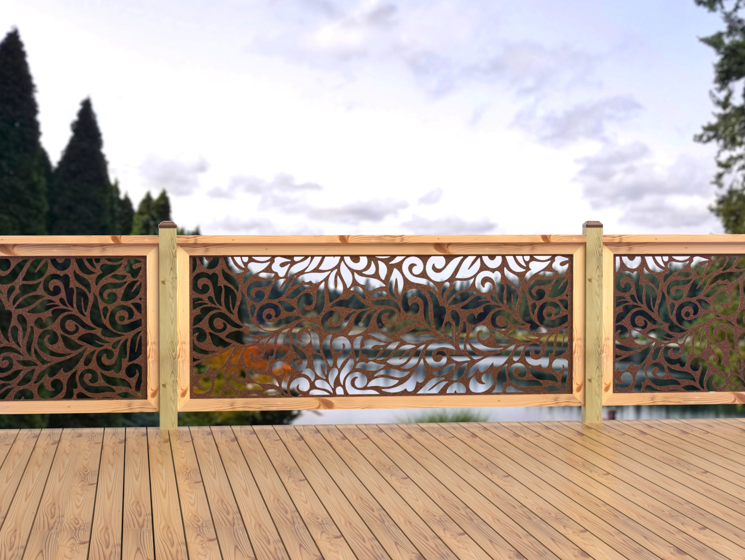 80"x30" - Flowing Leaves Fence/Gate Panel Insert - Madison Iron and Wood