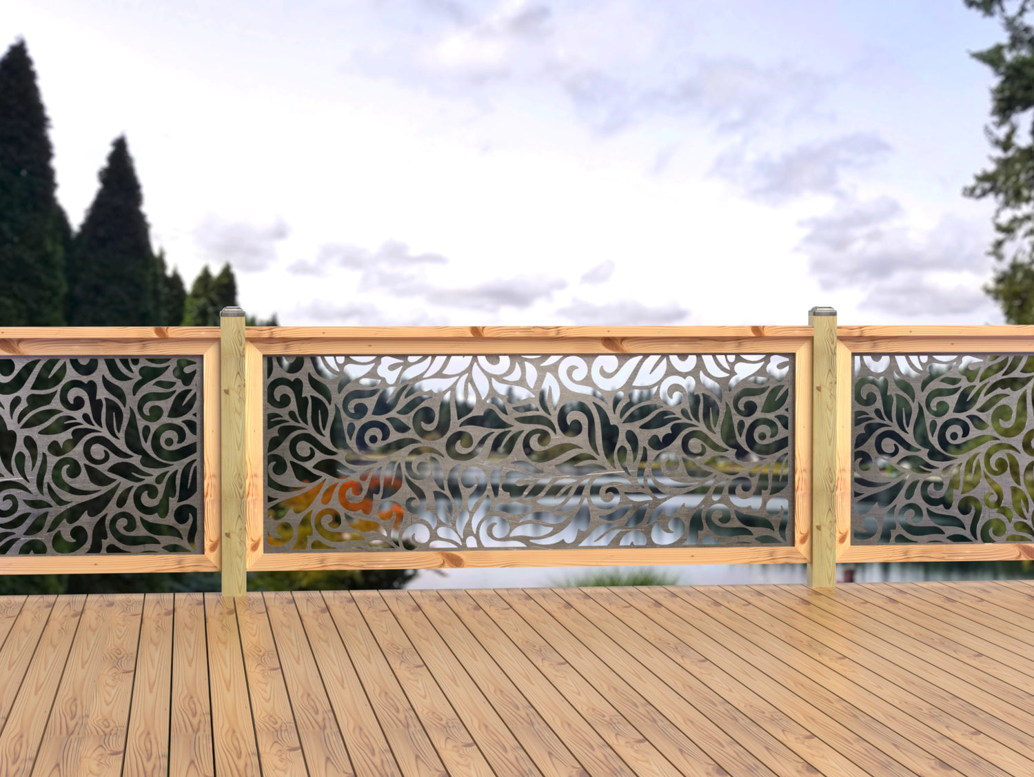 80"x30" - Flowing Leaves Fence/Gate Panel Insert - Madison Iron and Wood