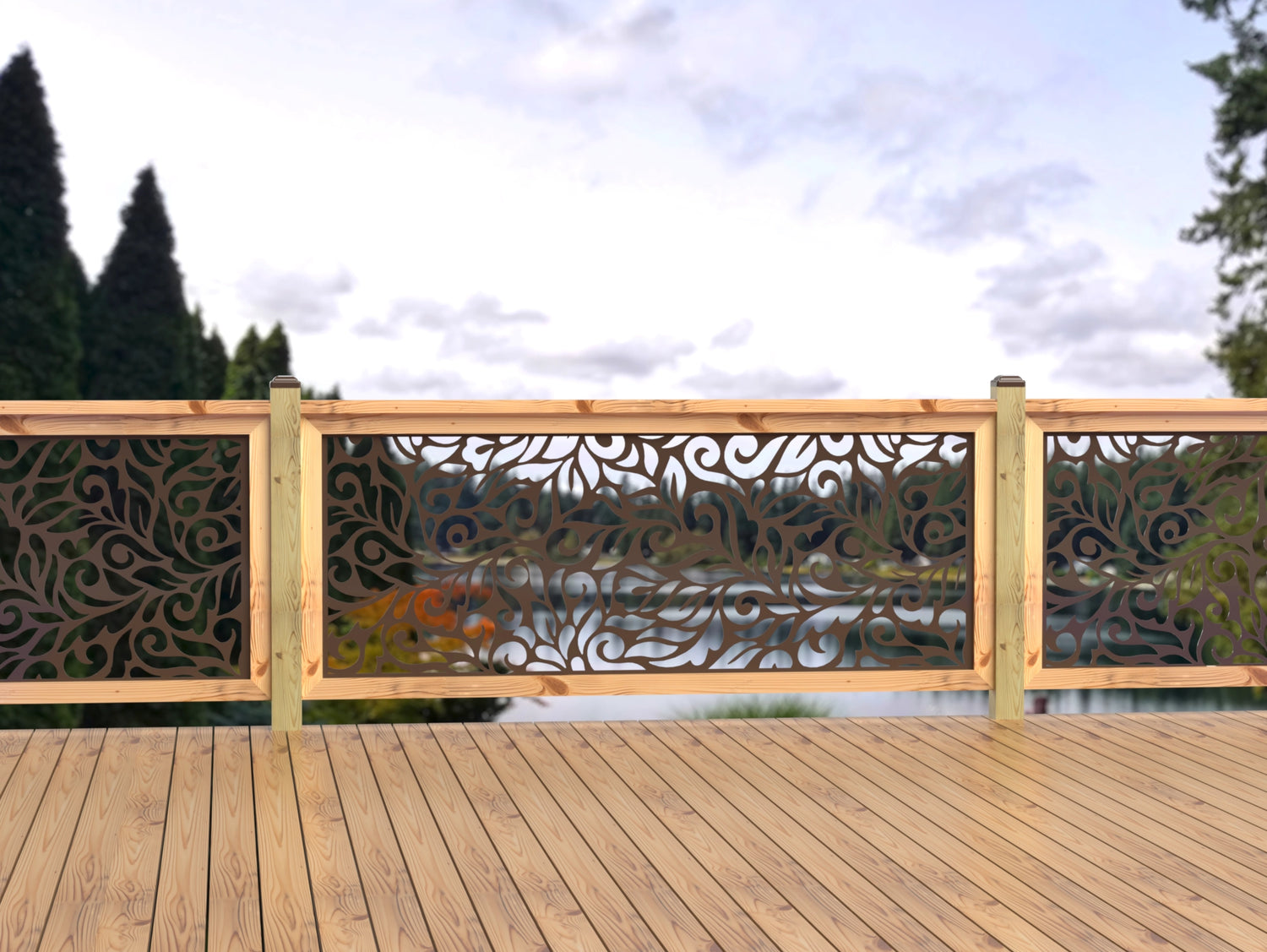 80"x30" - Flowing Leaves Fence/Gate Panel Insert - Madison Iron and Wood