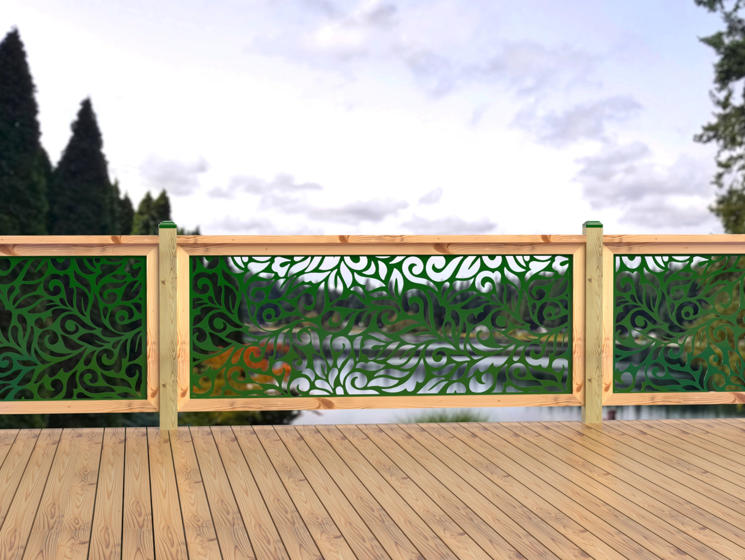 80"x30" - Flowing Leaves Fence/Gate Panel Insert - Madison Iron and Wood