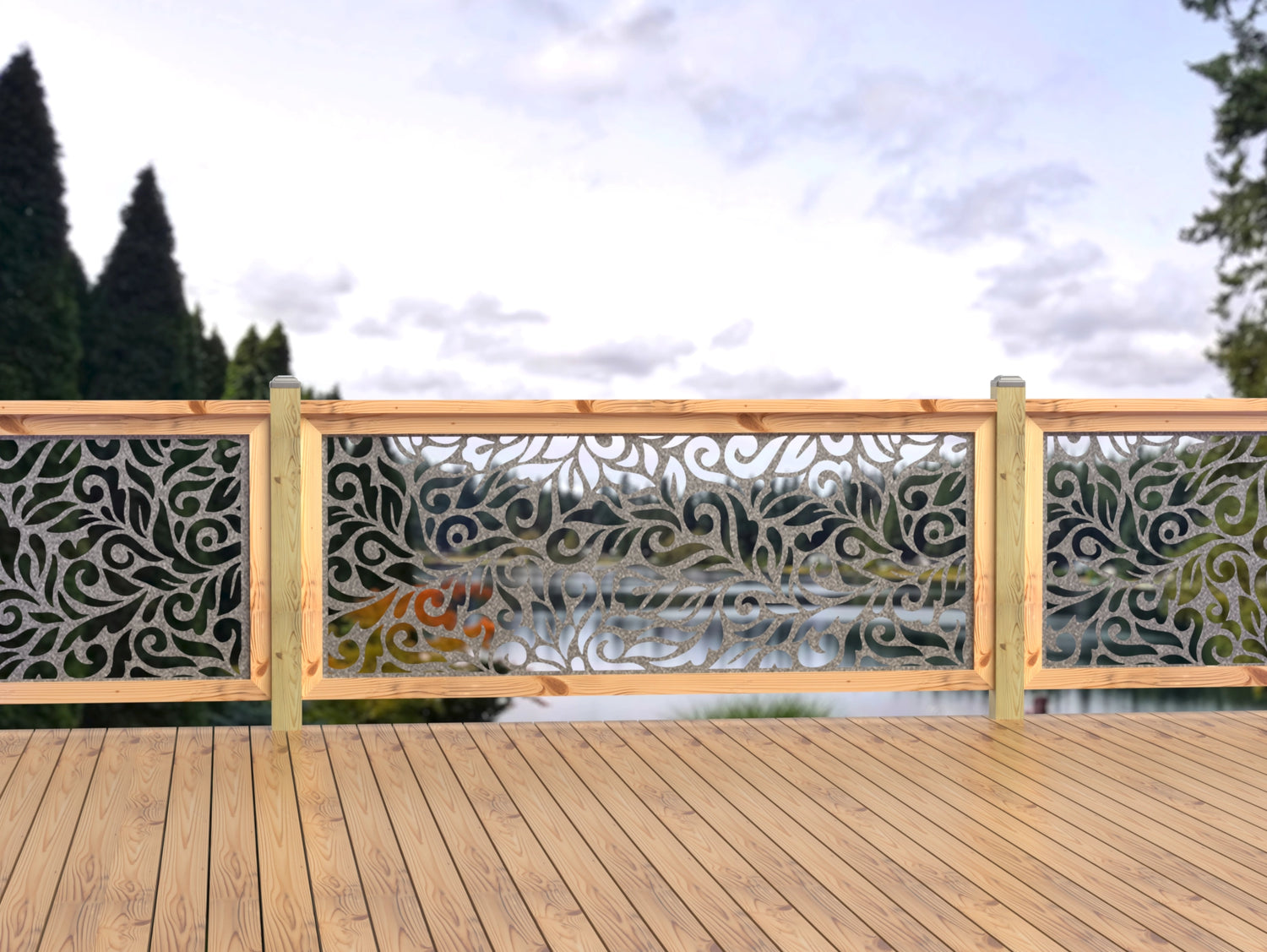 80"x30" - Flowing Leaves Fence/Gate Panel Insert - Madison Iron and Wood