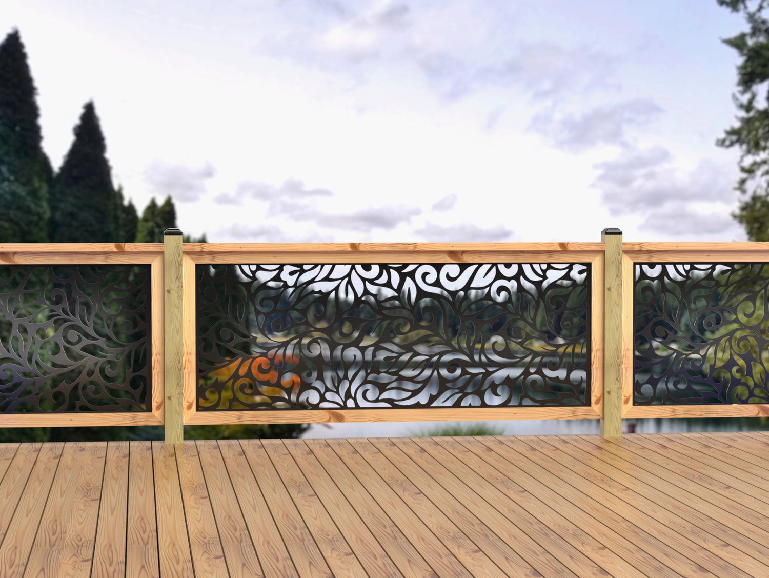 80"x30" - Flowing Leaves Fence/Gate Panel Insert - Madison Iron and Wood