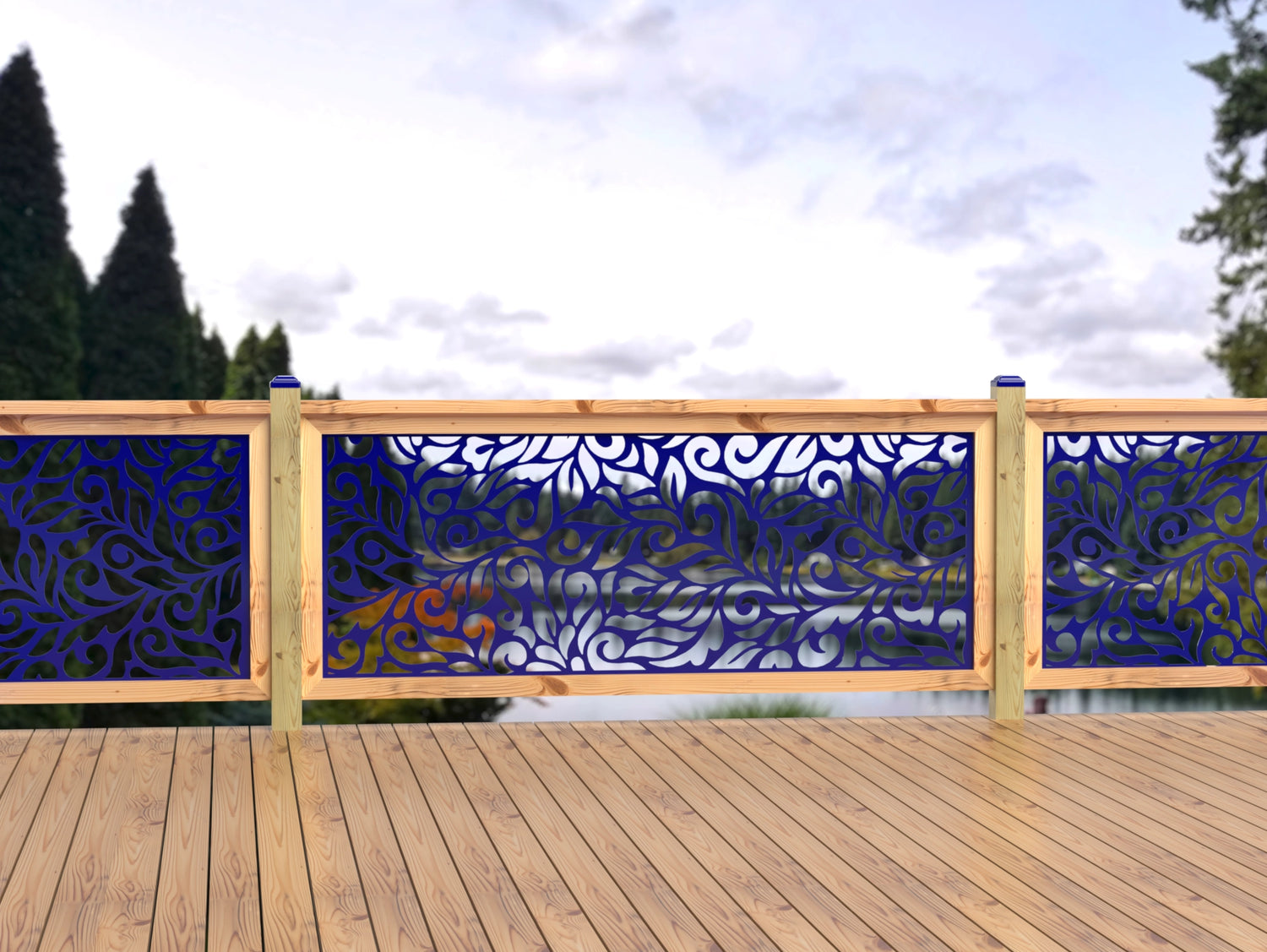 80"x30" - Flowing Leaves Fence/Gate Panel Insert - Madison Iron and Wood