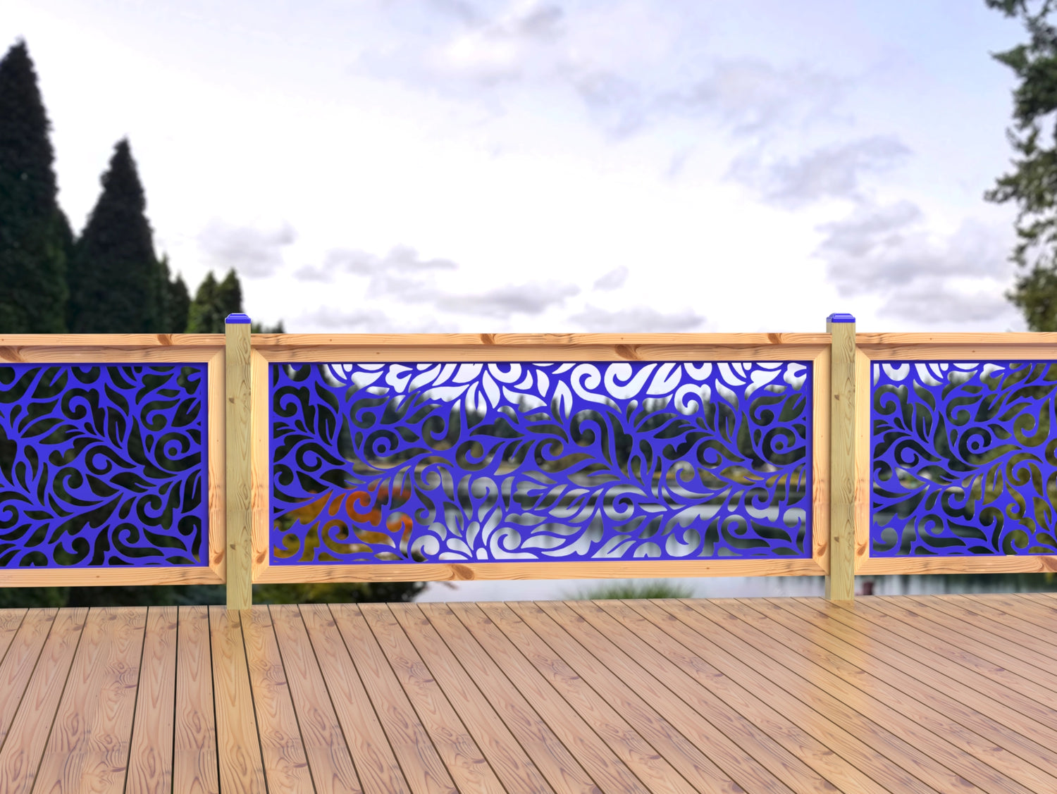 80"x30" - Flowing Leaves Fence/Gate Panel Insert - Madison Iron and Wood