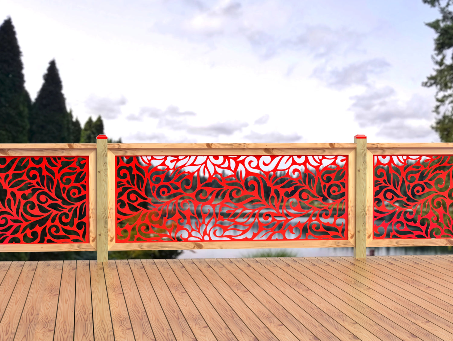 80"x30" - Flowing Leaves Fence/Gate Panel Insert - Madison Iron and Wood