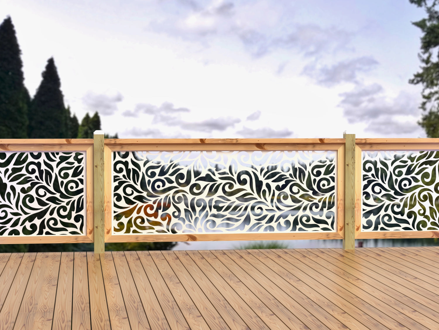 80"x30" - Flowing Leaves Fence/Gate Panel Insert - Madison Iron and Wood