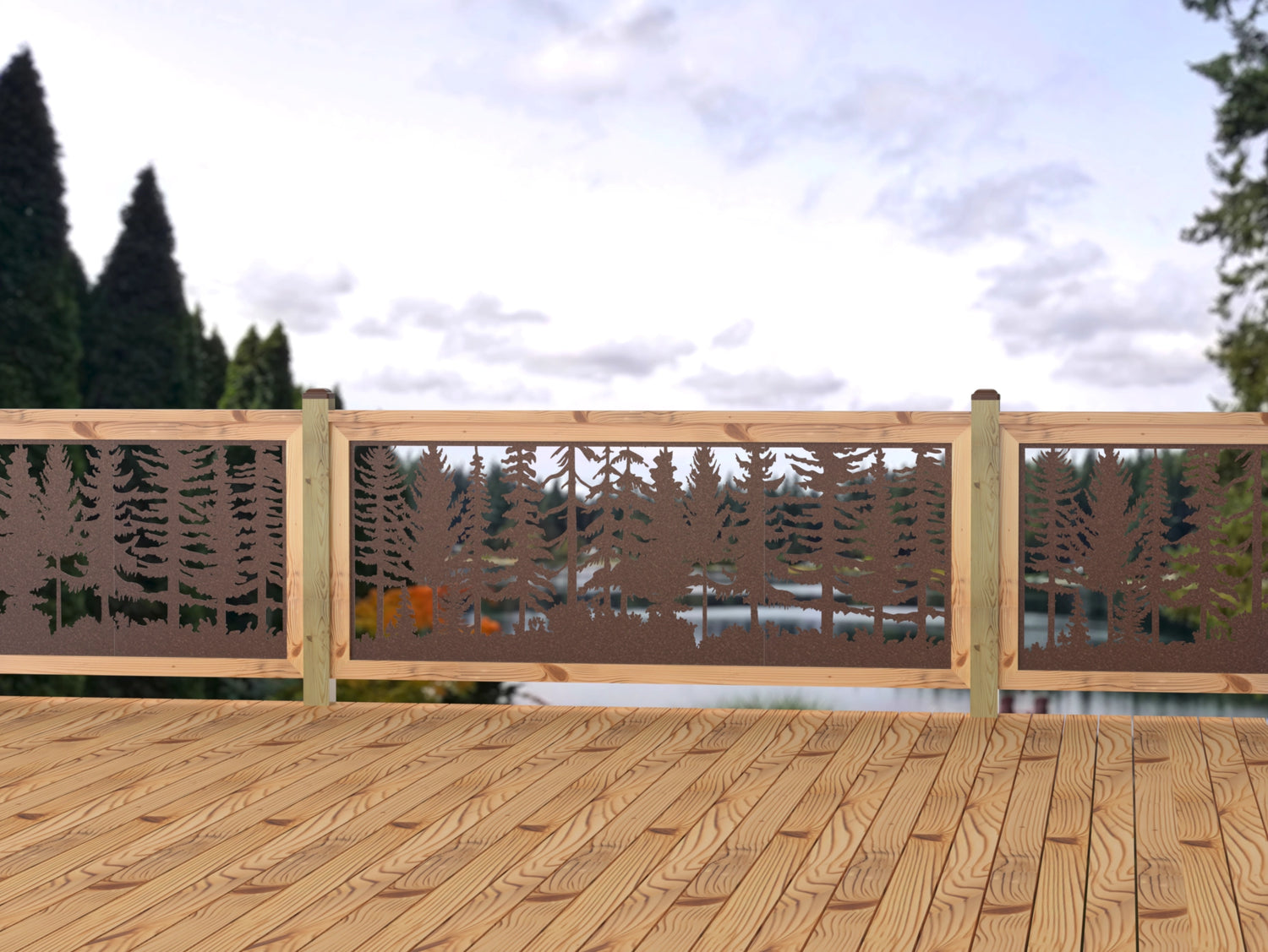 80"x30" - Forest Landscape Fence/Gate Panel Insert - Madison Iron and Wood