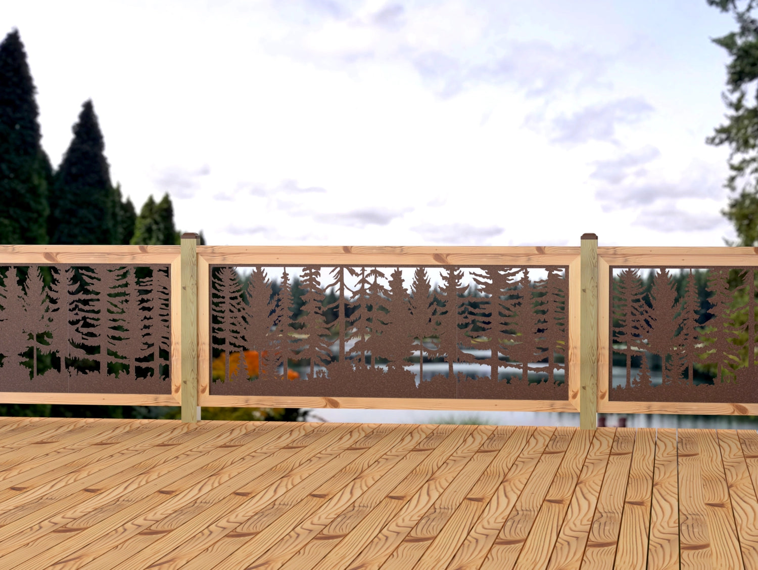 Forest Landscape Railing Panel Insert - Madison Iron and Wood