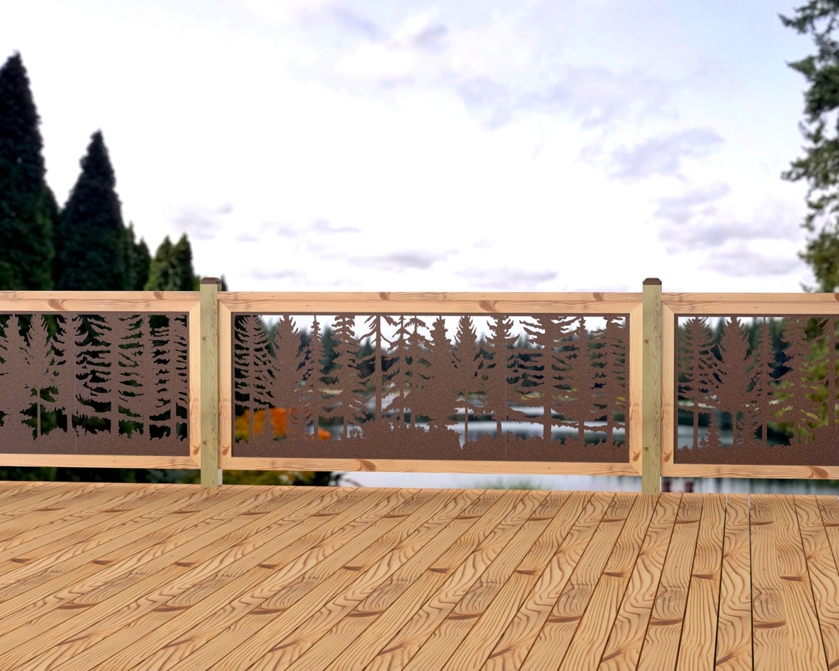 Forest Landscape Railing Panel Insert - Madison Iron and Wood