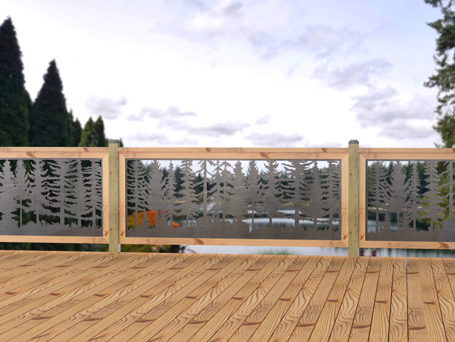 80"x30" - Forest Landscape Fence/Gate Panel Insert - Madison Iron and Wood