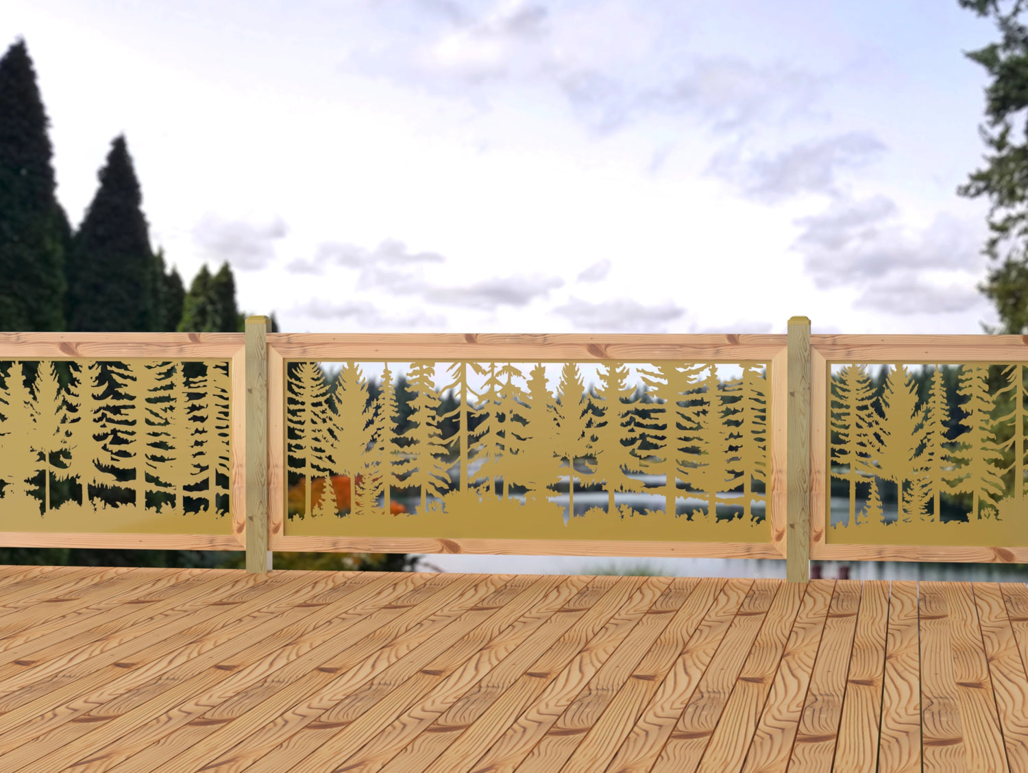 80"x30" - Forest Landscape Fence/Gate Panel Insert - Madison Iron and Wood