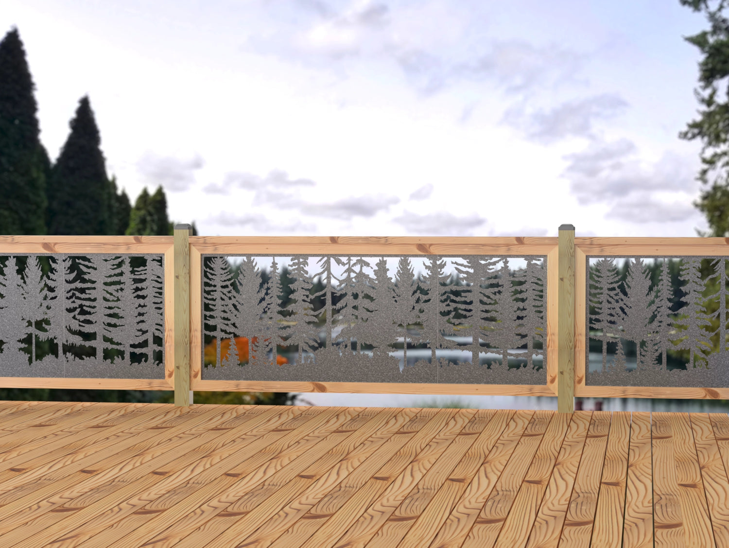 80"x30" - Forest Landscape Fence/Gate Panel Insert - Madison Iron and Wood