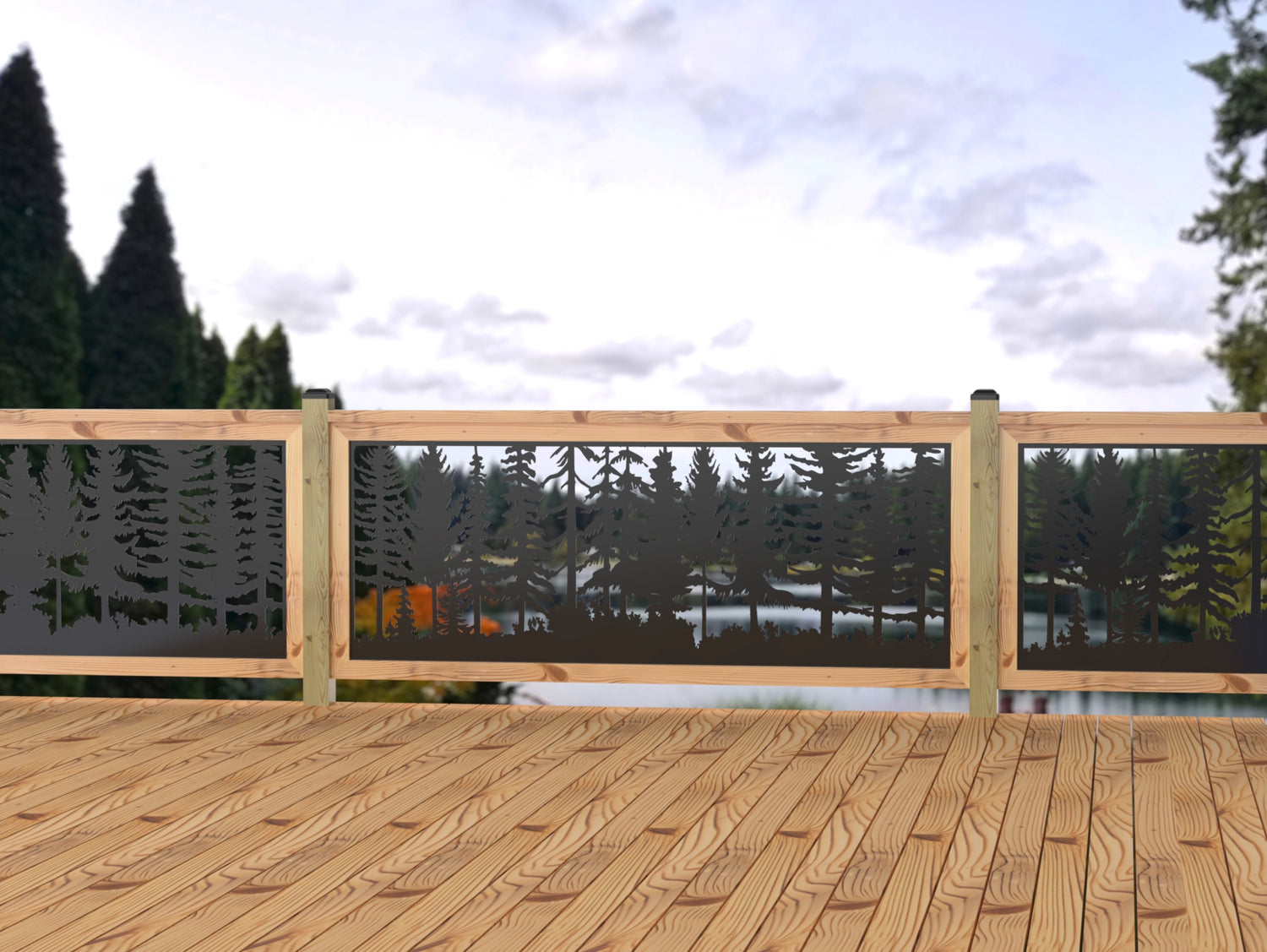 80"x30" - Forest Landscape Fence/Gate Panel Insert - Madison Iron and Wood