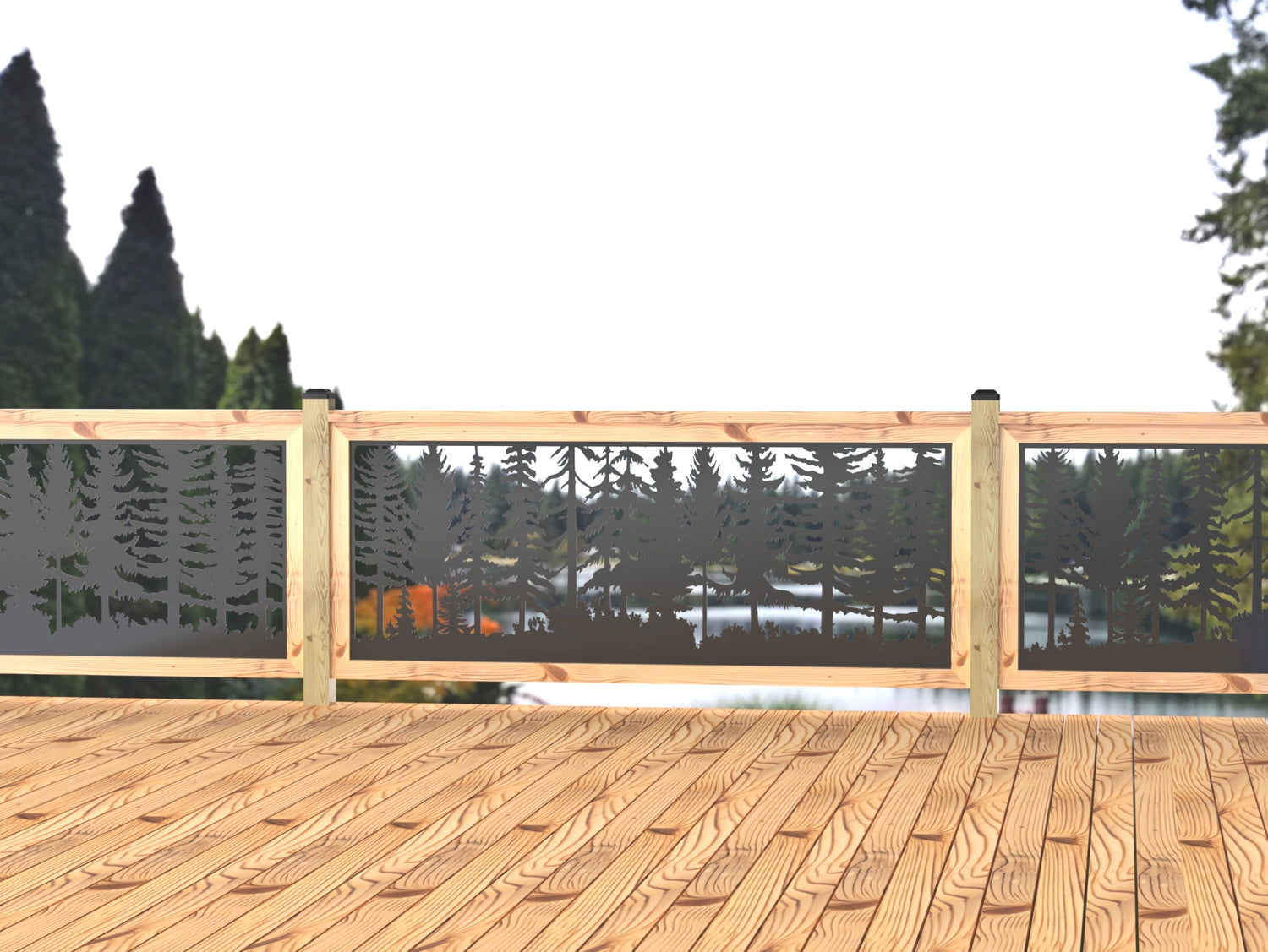 Forest Landscape Railing Panel Insert - Madison Iron and Wood