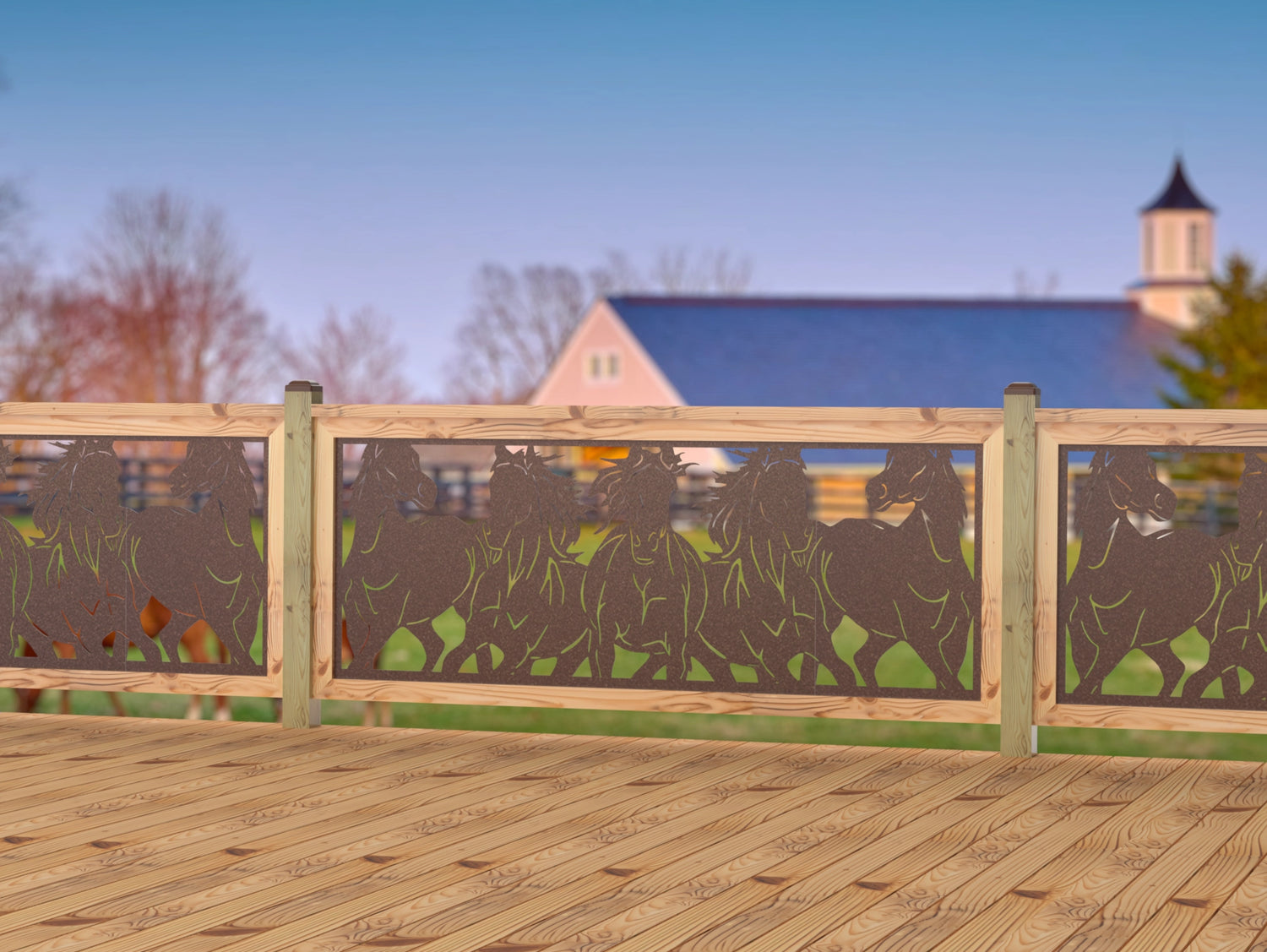 Horses Trotting Railing Panel Insert