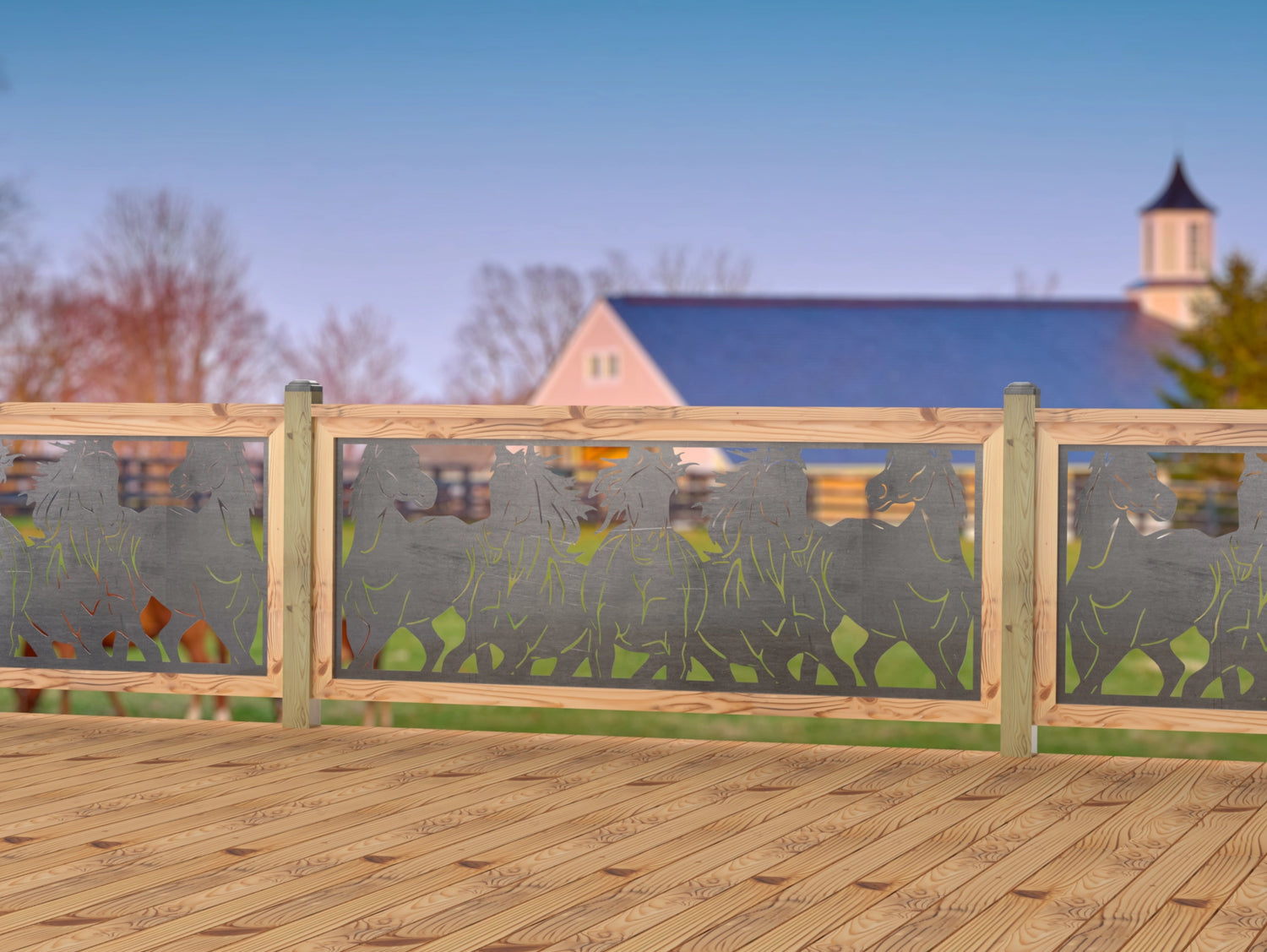 Horses Trotting Railing Panel Insert