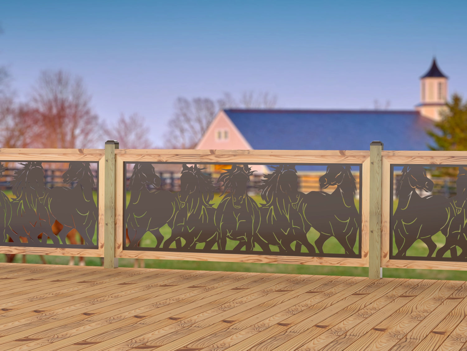Horses Trotting Railing Panel Insert