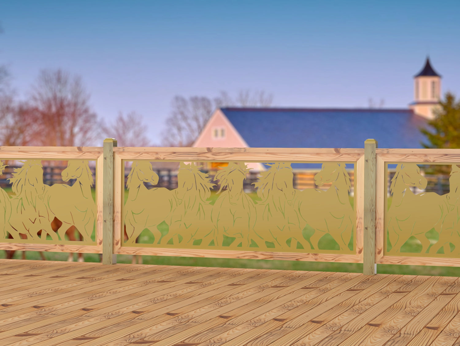 Horses Trotting Railing Panel Insert