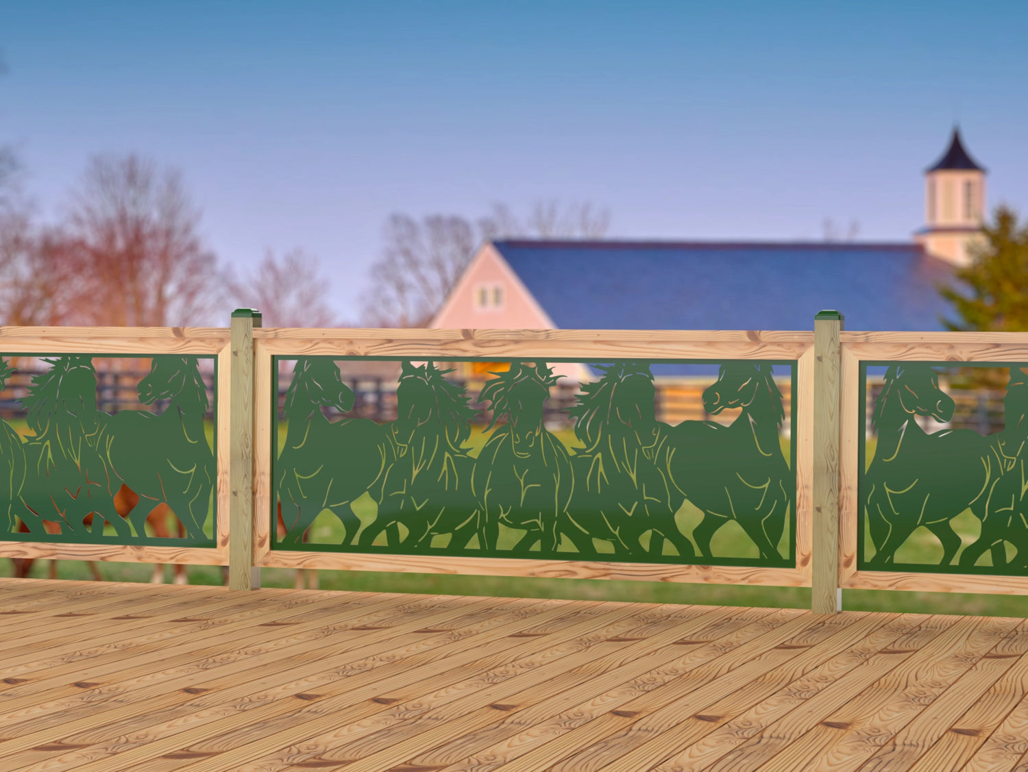 Horses Trotting Railing Panel Insert