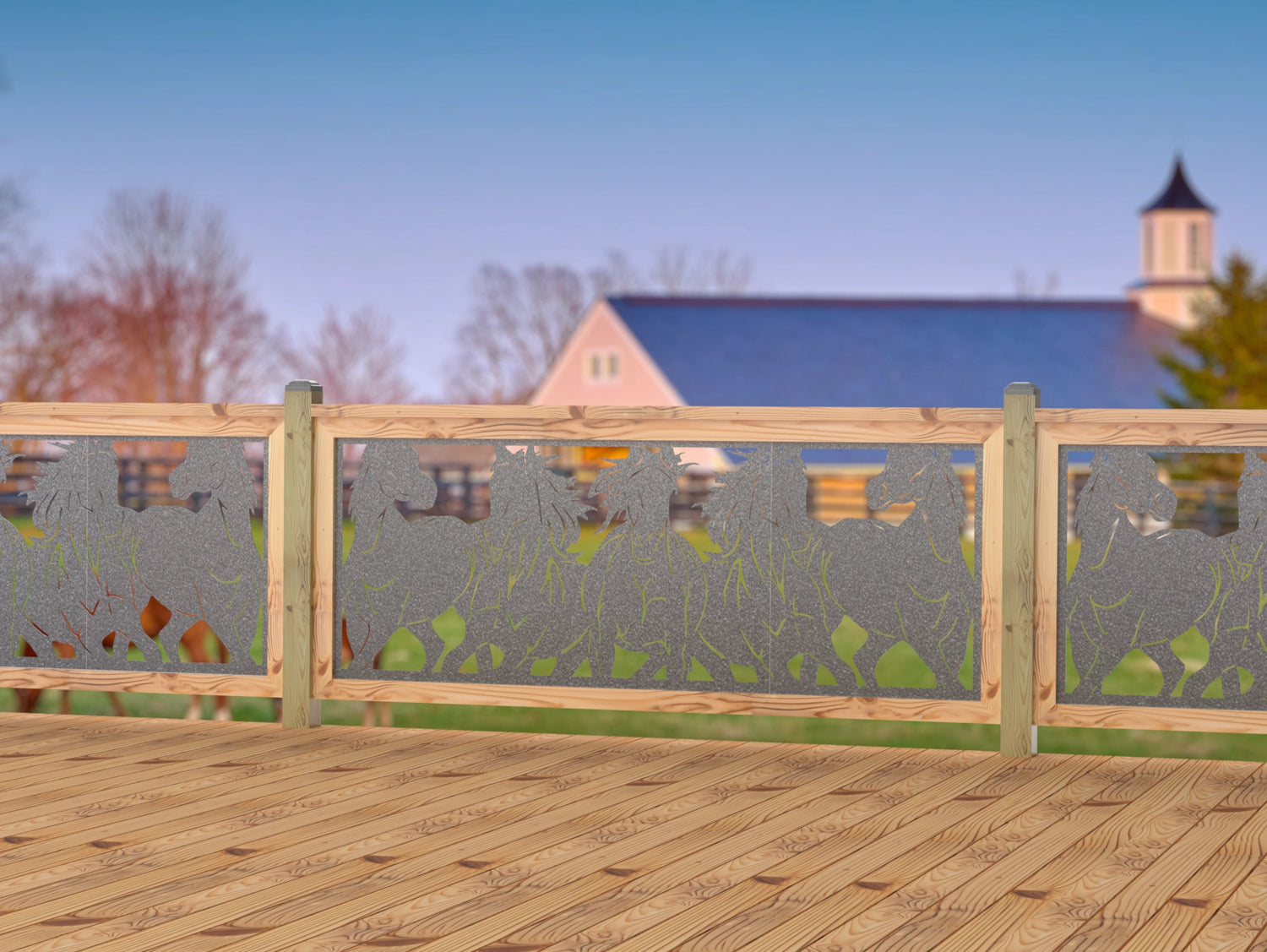 Horses Trotting Railing Panel Insert