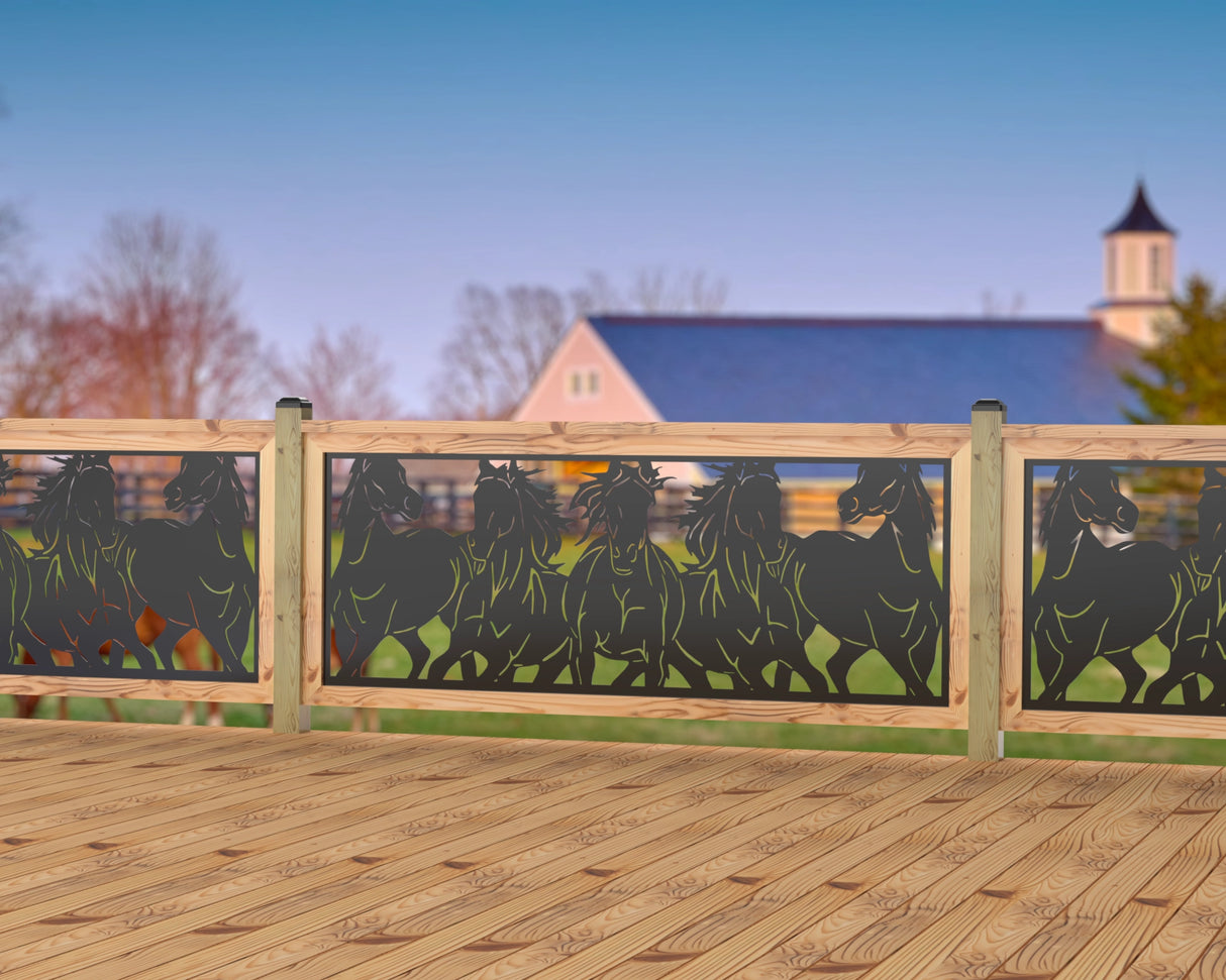 Horses Trotting Railing Panel Insert