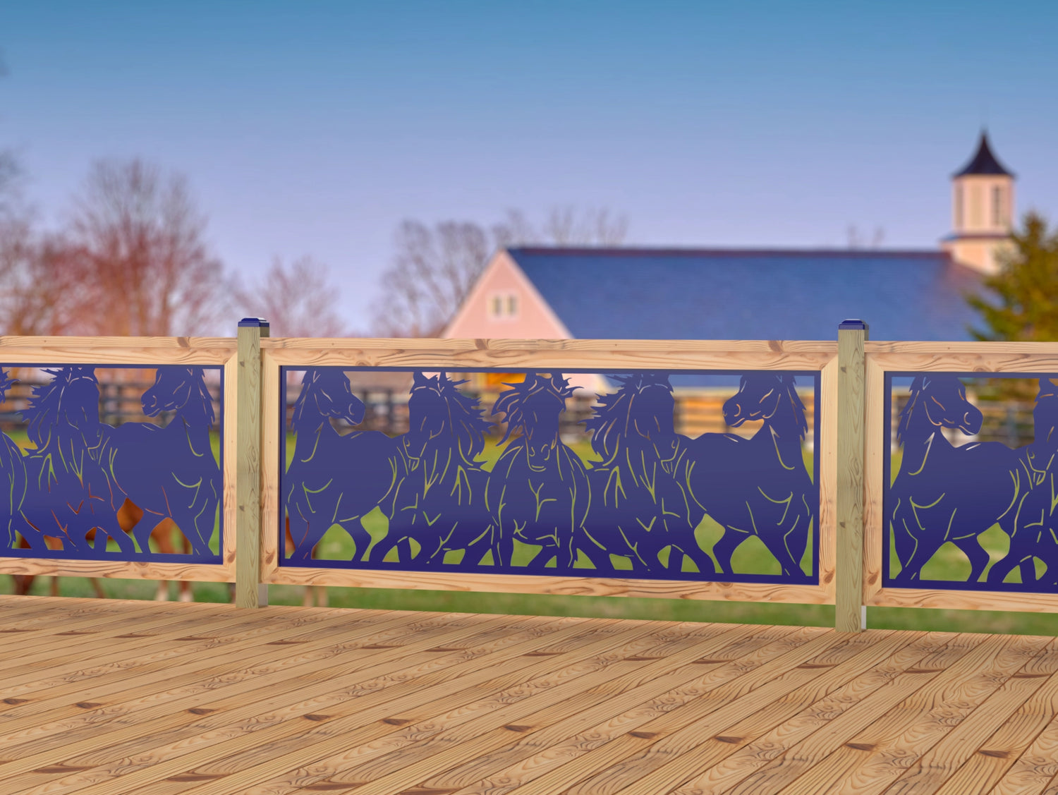 Horses Trotting Railing Panel Insert