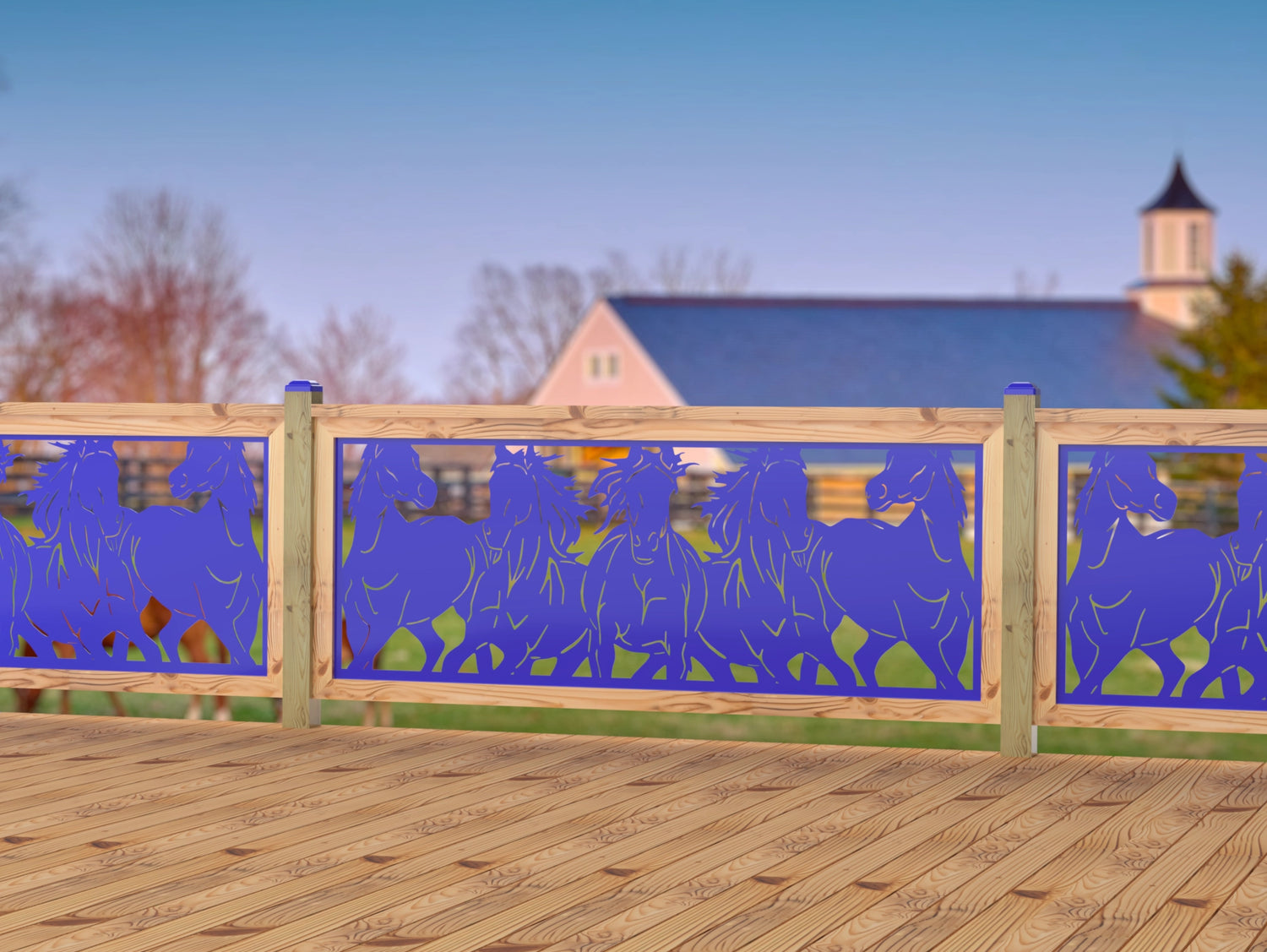 Horses Trotting Railing Panel Insert