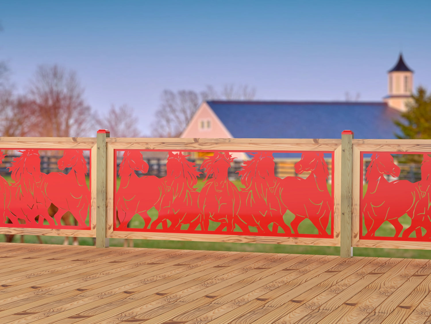 Horses Trotting Railing Panel Insert