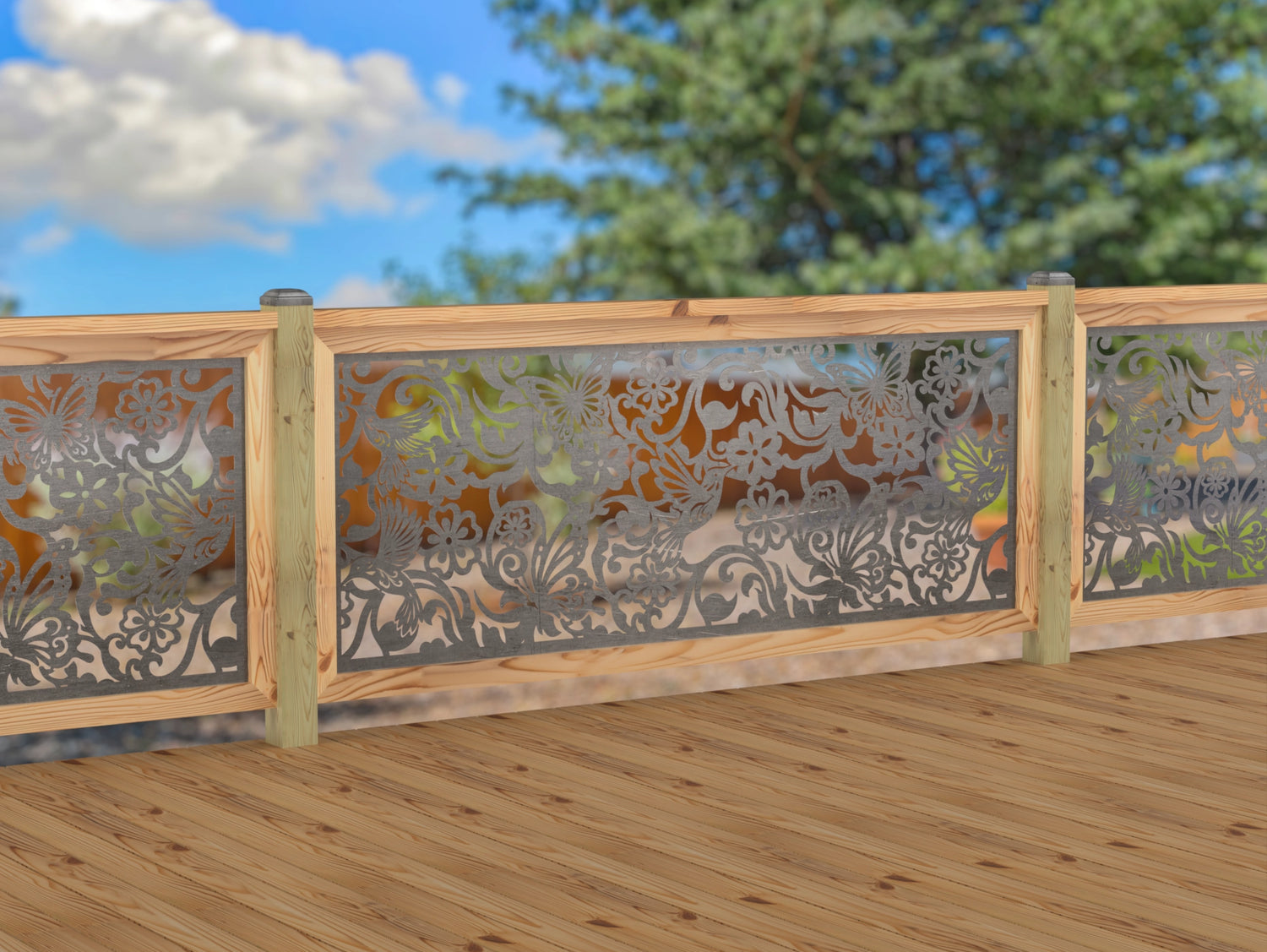 Butterflies and Hummingbirds Railing Panel Insert