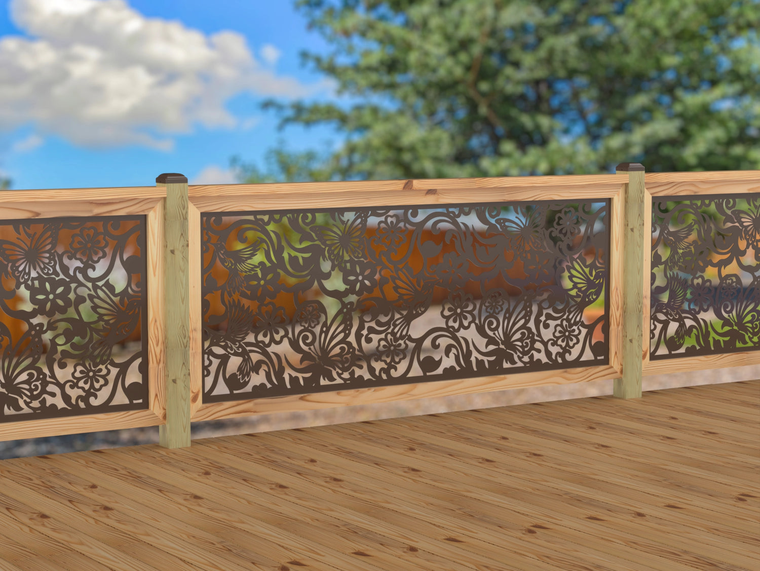 Butterflies and Hummingbirds Railing Panel Insert
