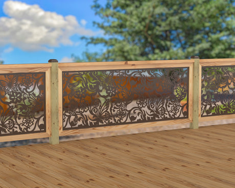 Butterflies and Hummingbirds Railing Panel Insert - Madison Iron and Wood