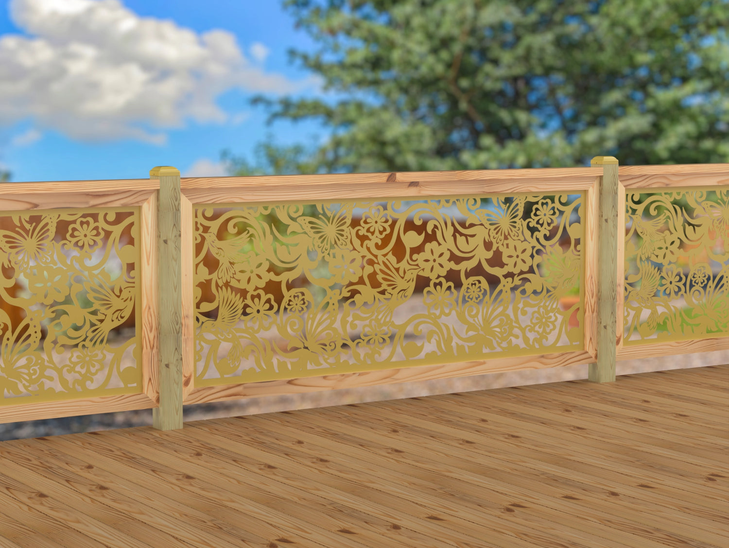 Butterflies and Hummingbirds Railing Panel Insert