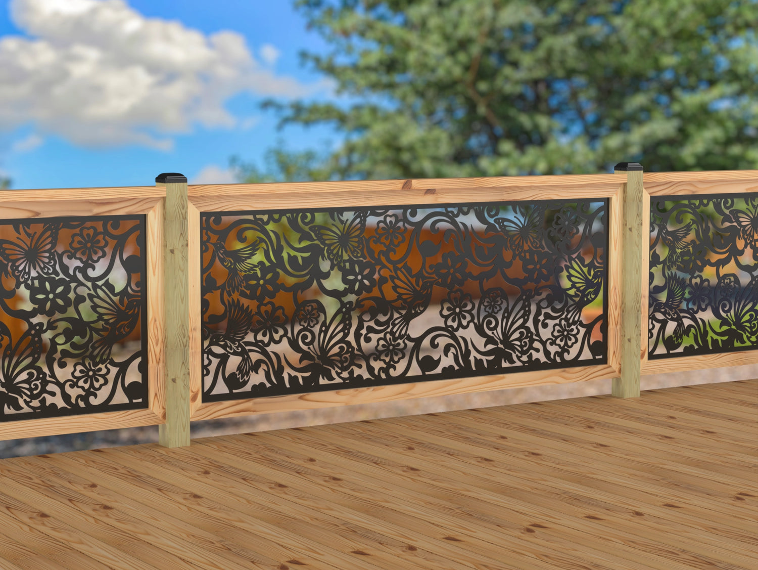 Butterflies and Hummingbirds Railing Panel Insert