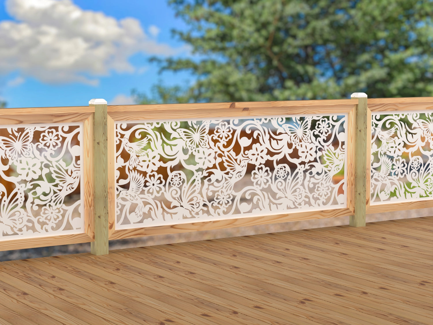 Butterflies and Hummingbirds Railing Panel Insert