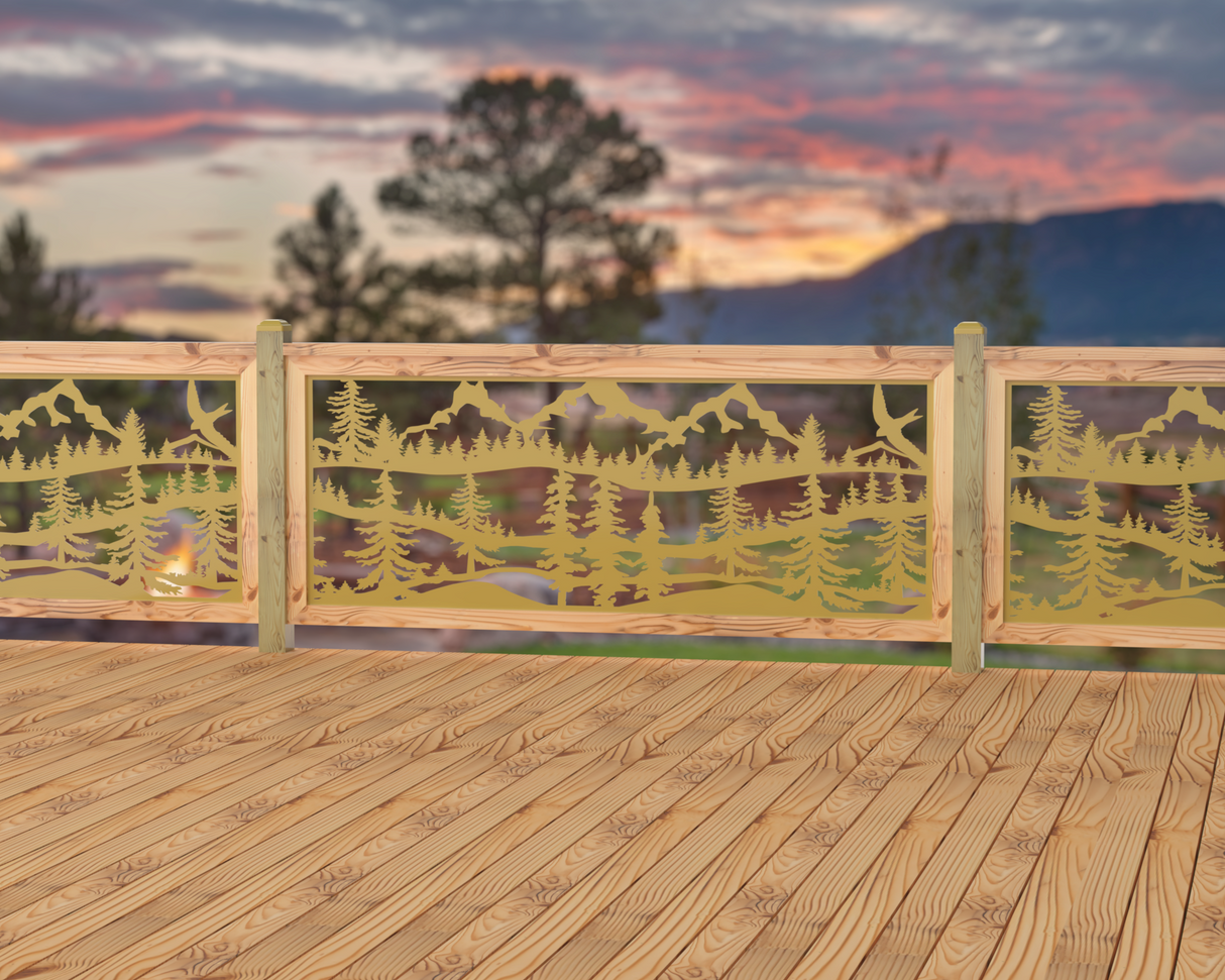 80"x30" - Mountain Landscape Fence/Gate Panel Insert - Madison Iron and Wood