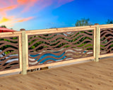 Inserto de panel de barandilla con paisaje forestal
