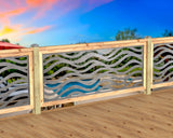 Inserto de panel de barandilla con paisaje forestal
