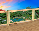 Inserto de panel de barandilla con paisaje forestal