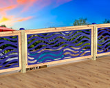 Inserto de panel de barandilla con paisaje forestal