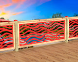 Inserto de panel de barandilla con paisaje forestal
