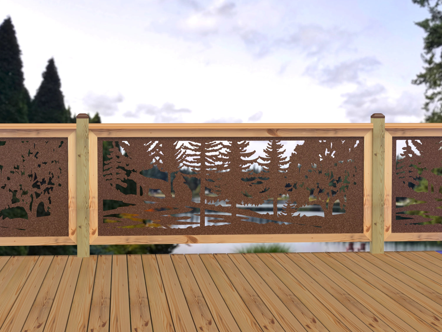 80"x30" - Wolves Howling Fence/Gate Panel Insert - Madison Iron and Wood