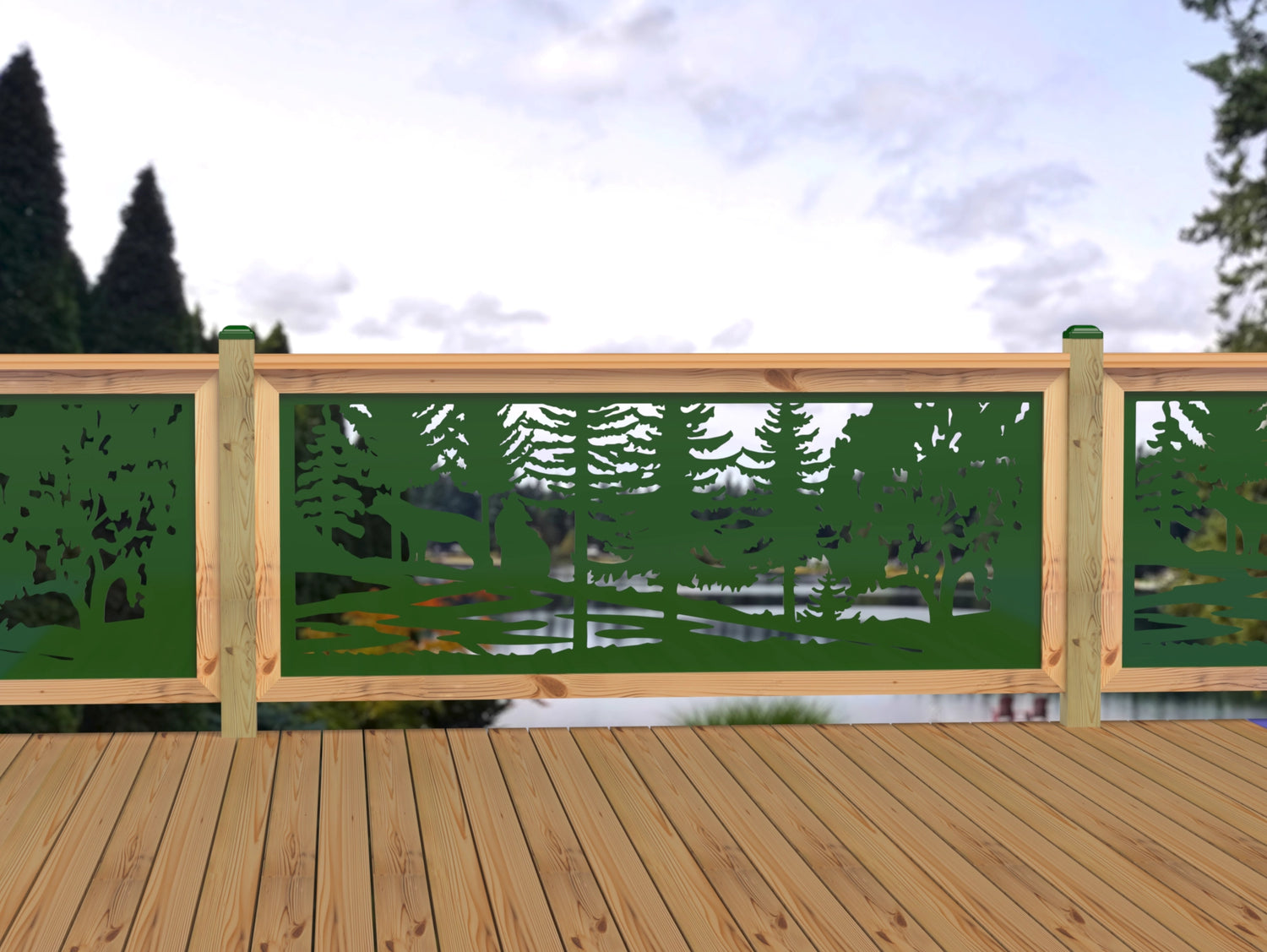 80"x30" - Wolves Howling Fence/Gate Panel Insert - Madison Iron and Wood