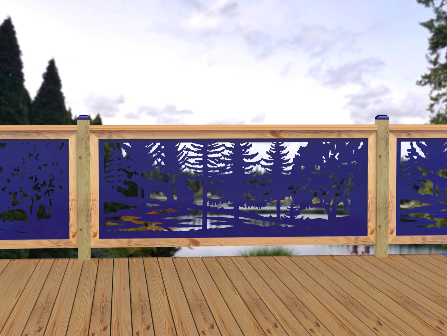 80"x30" - Wolves Howling Fence/Gate Panel Insert - Madison Iron and Wood