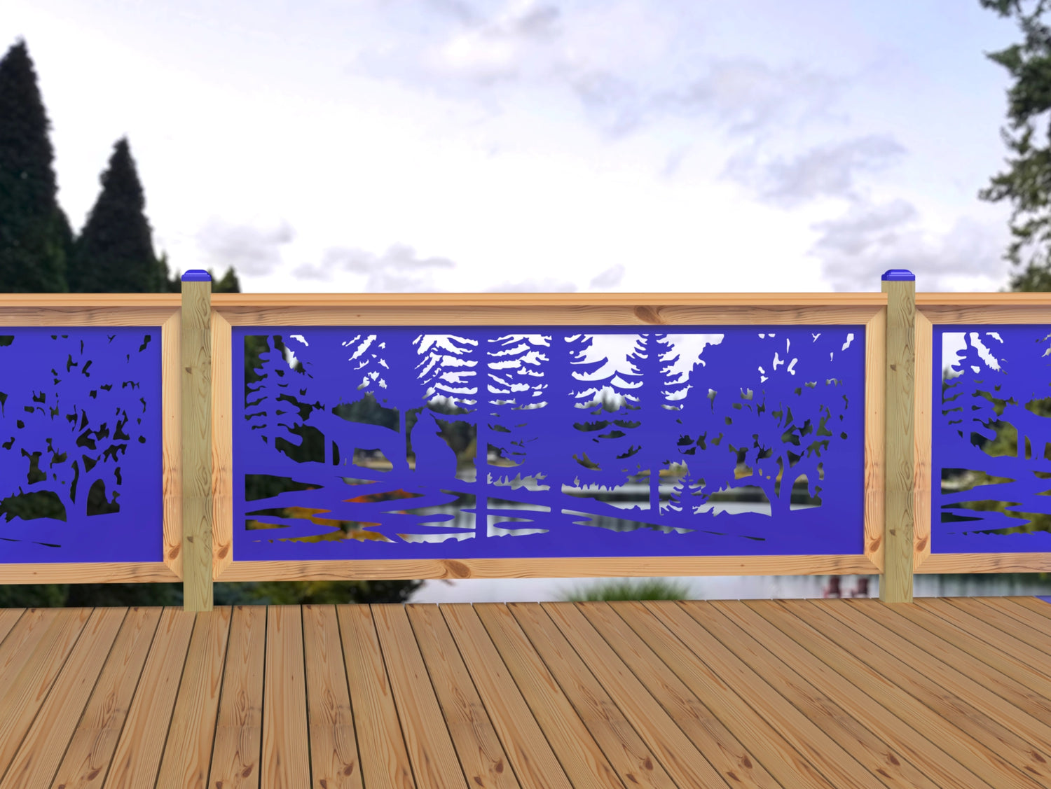 80"x30" - Wolves Howling Fence/Gate Panel Insert - Madison Iron and Wood