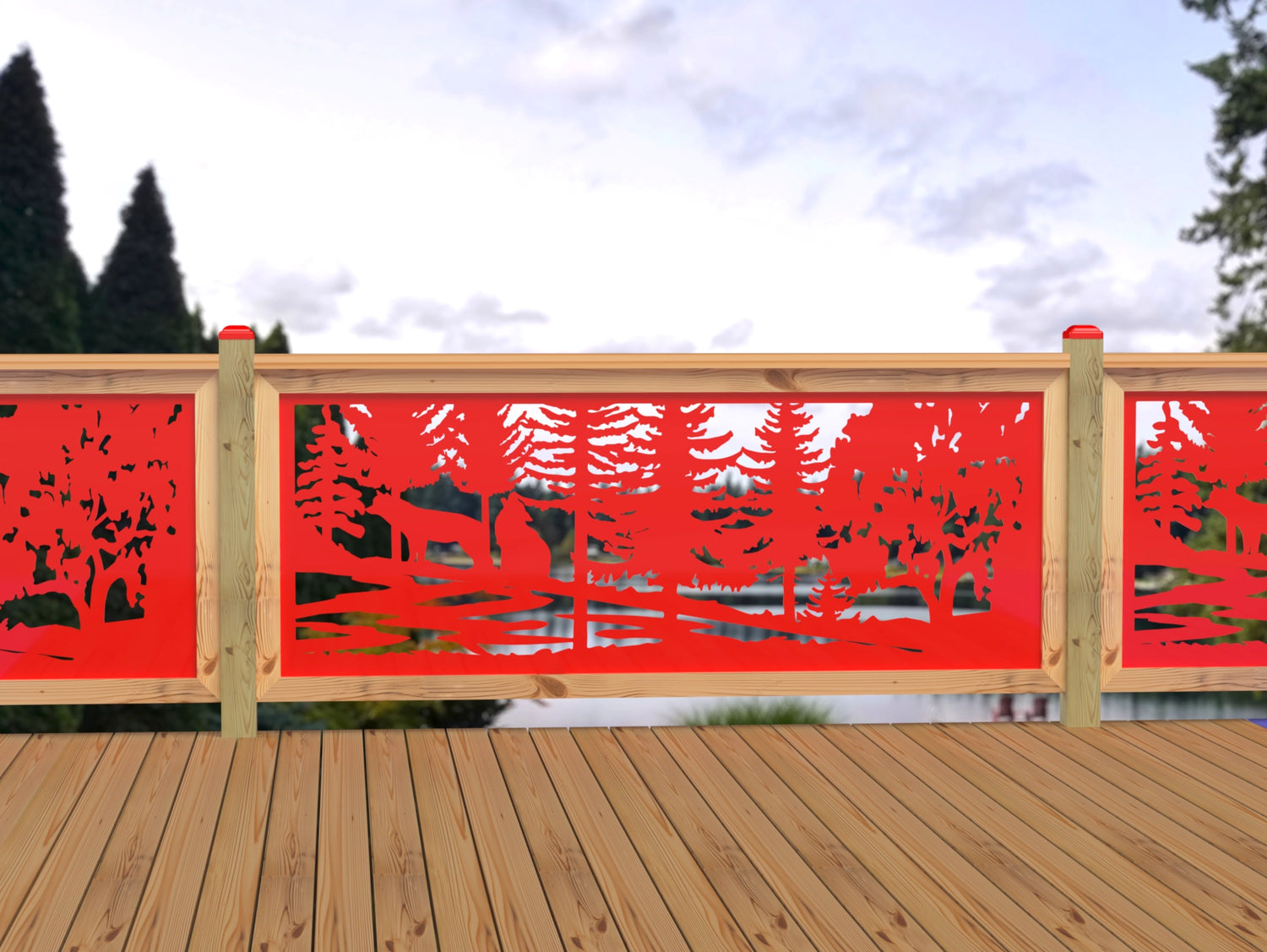 80"x30" - Wolves Howling Fence/Gate Panel Insert - Madison Iron and Wood