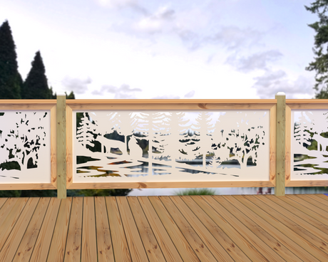 80"x30" - Wolves Howling Fence/Gate Panel Insert - Madison Iron and Wood