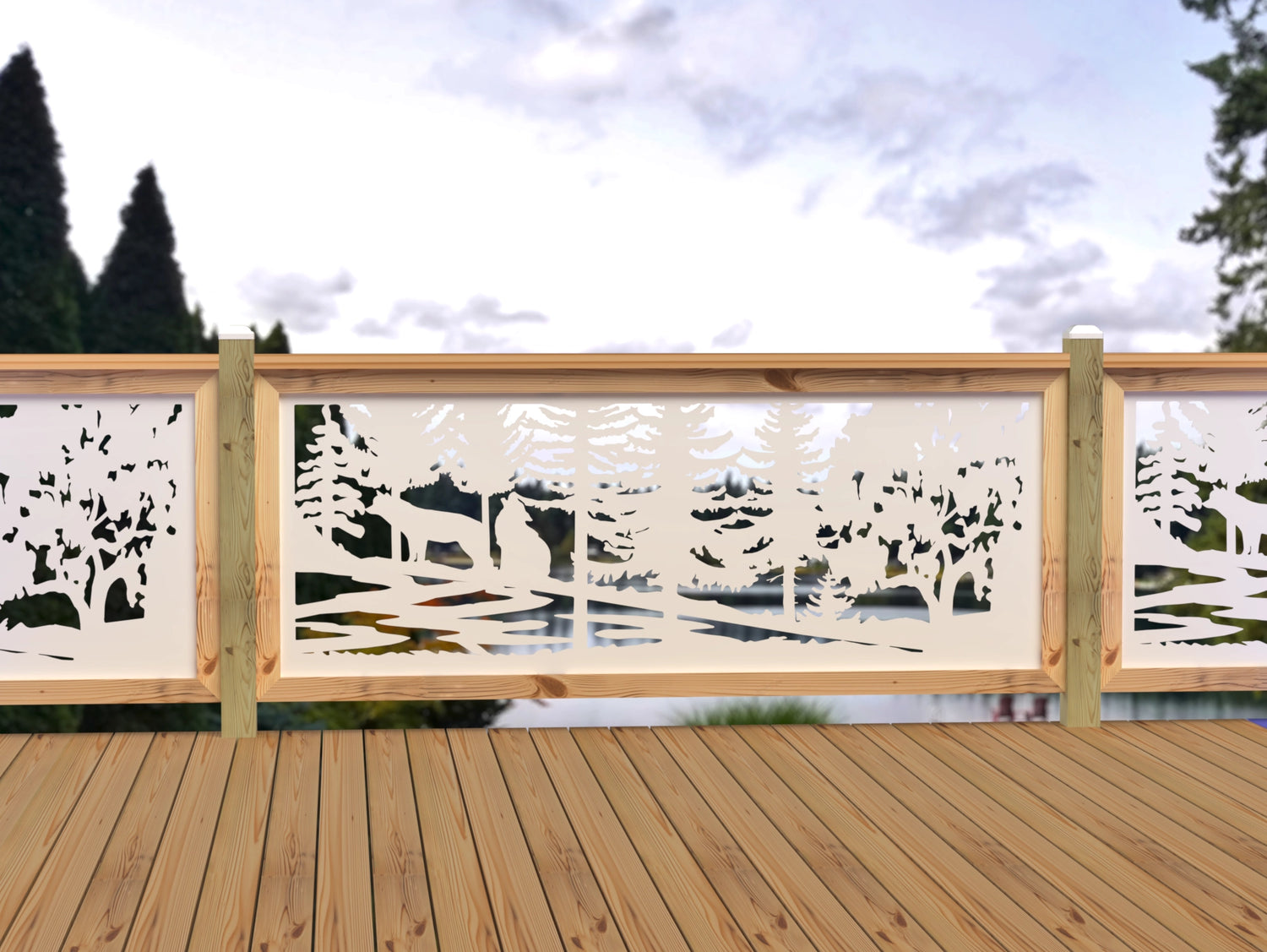 80"x30" - Wolves Howling Fence/Gate Panel Insert - Madison Iron and Wood