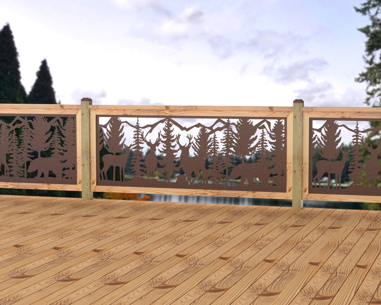 80"x30" - Deer and Bear Wildlife Landscape Fence/Gate Panel Insert