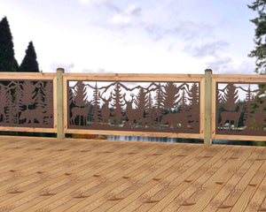 80"x30" - Deer and Bear Wildlife Landscape Fence/Gate Panel Insert