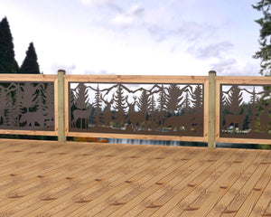 80"x30" - Deer and Bear Wildlife Landscape Fence/Gate Panel Insert